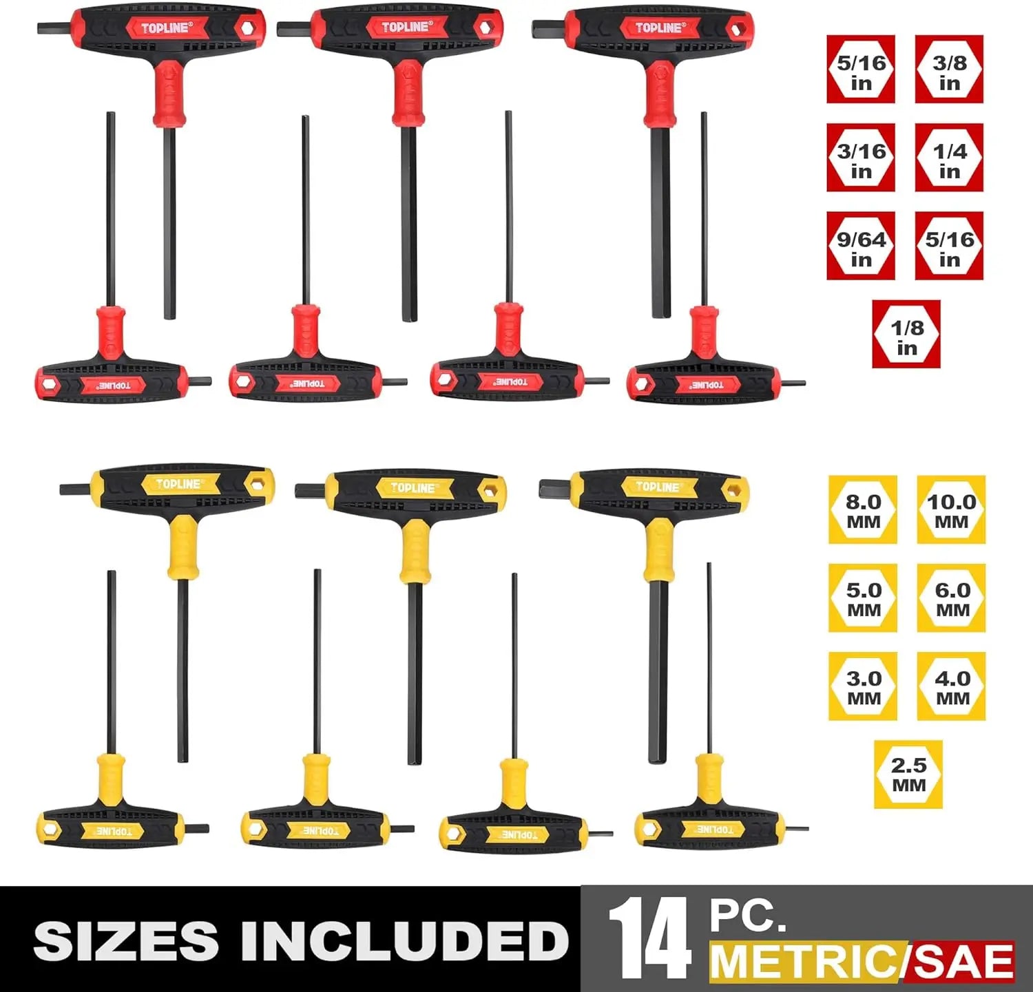14-Piece Metric & SAE T-Handle Allen Wrench Set with Storage Box, Portable Hex Key for Home Repair and Maintenance
