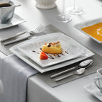 30/60PCS Marble Grey Porcelain Tableware Dinnerware Set with 6PCS Dessert/Soup/Dinner Plate/Cup/Saucer, Service for 12