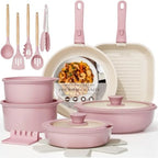 Pots and Pans Set Non Stick, Ceramic Cookware Set Detachable Handle, Oven Safe