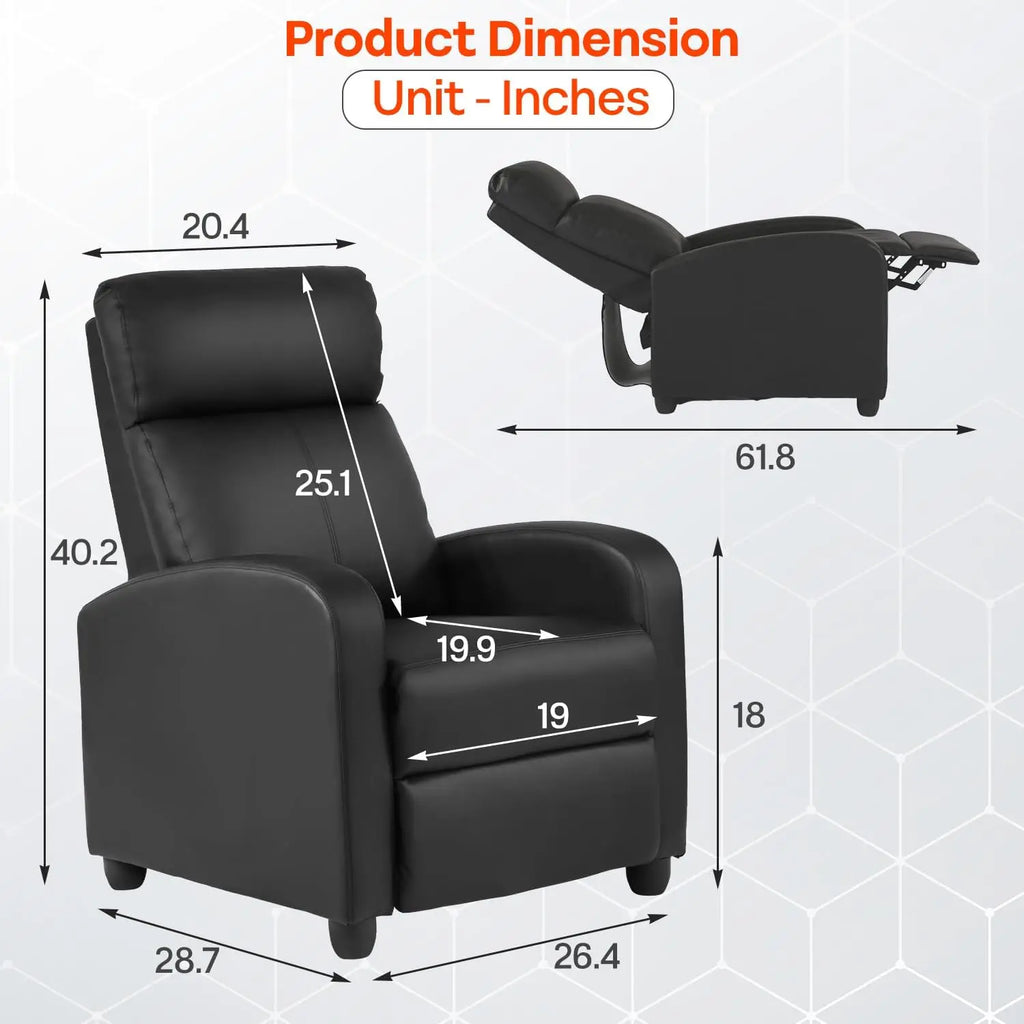 Massage Recliner with Lumbar Support and Adjustable Backrest