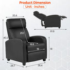 Massage Recliner with Lumbar Support and Adjustable Backrest