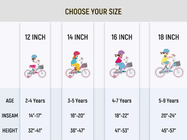 Colorful Girls Bike with Basket & Training Wheels 12 14 16 18 Inch Kids Bike Foot Brake