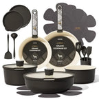 Ceramic Cookware Set, Pots and Pans Set Non Stick with Detachable Handle, RV Kitchen Cooking Set, Induction and Oven Safe, PFAS