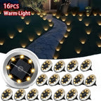 16/24 Sets Of 8-LED Outdoor Solar Small-sized Stainless Steel Floor Lamps, IP44 Waterproof, Solar Garden Lights, LED Landscape Lights, Suitable for Lawns, Courtyards, Decks, Terraces, Walkways, And Walkway Lighting (cold Whit