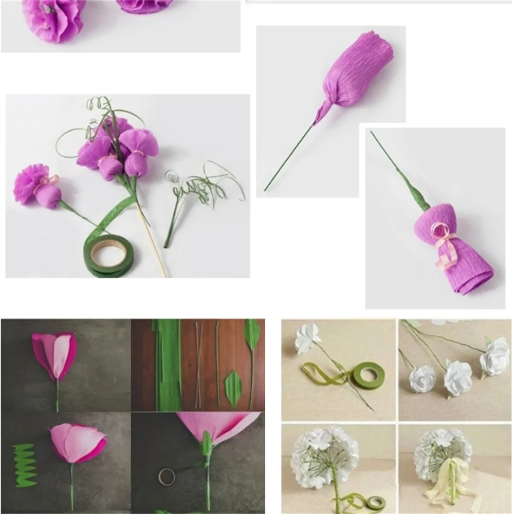 Green Flower Stem Stick Wire Stem Floriculture Tape Self-adhesive Bouquet Floral Stem Paper Tape