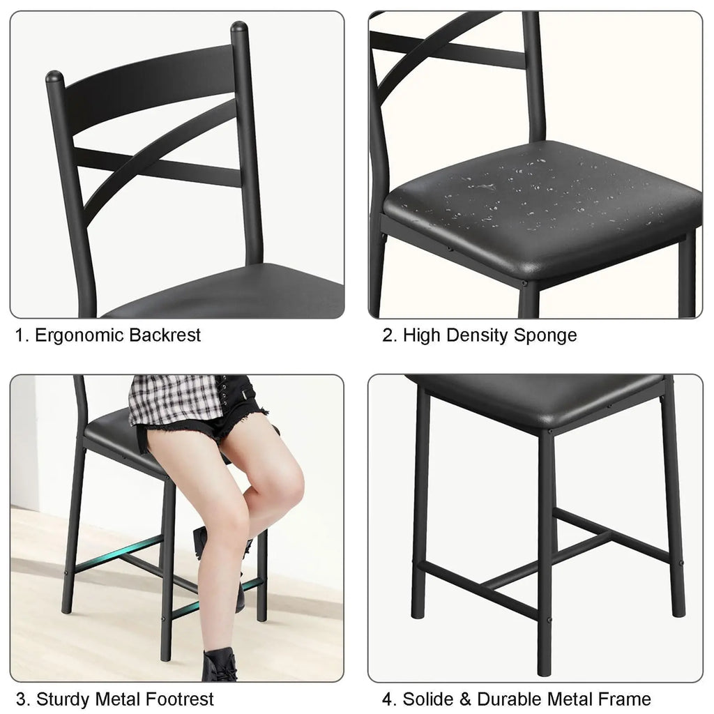 26 Inch Bar Stools Set of 4, Counter Height Bar Chairs with Back and Thick Cushion