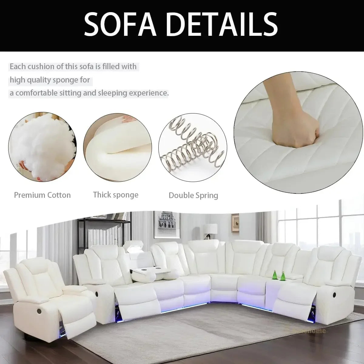 Power Recliner Sofa, Loveseat Chair with Storage