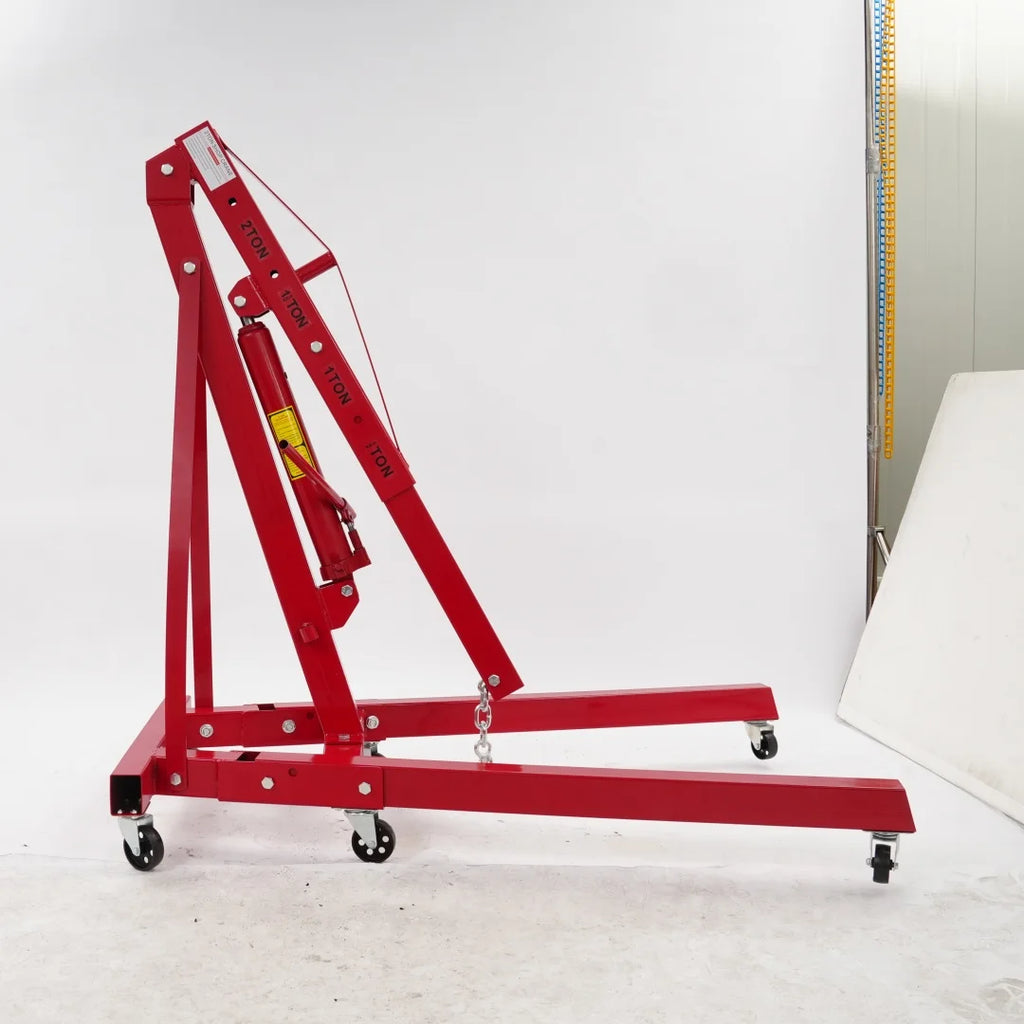 2 Ton Foldable Shop Crane & Hoist | Hydraulic Lift for Engine, Transmission & Axle | Max 6.89ft Height, Heavy Duty Steel Trolley
