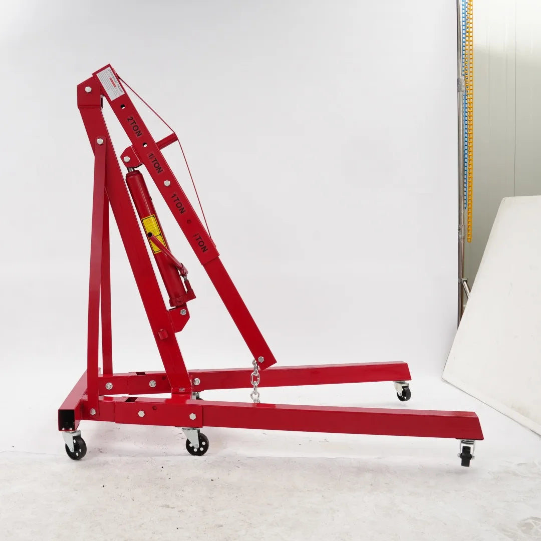 2 Ton Foldable Shop Crane & Hoist | Hydraulic Lift for Engine, Transmission & Axle | Max 6.89ft Height, Heavy Duty Steel Trolley