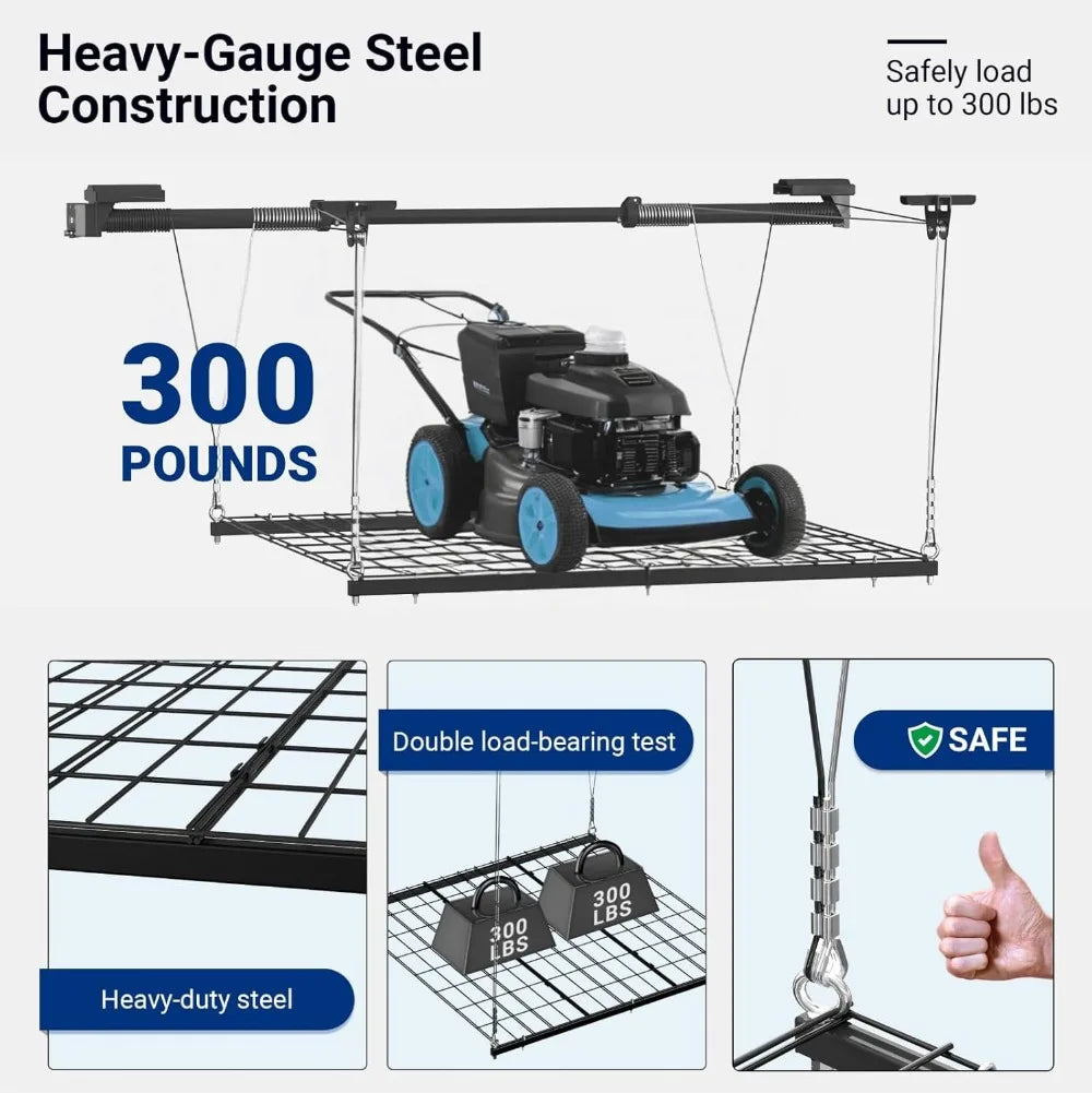 Heavy-Duty 4x4 Ft Garage Ceiling Storage Rack,