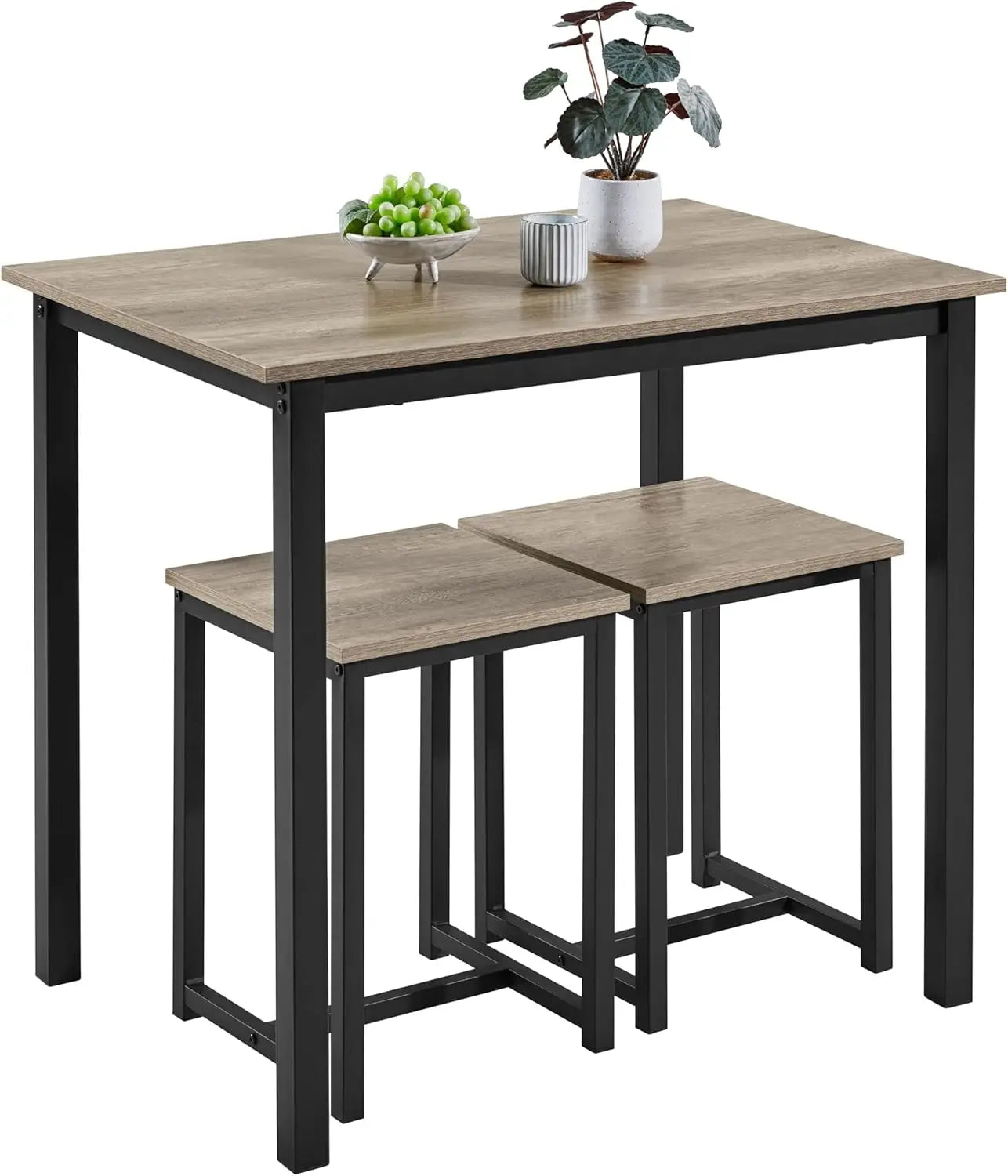 Compact Table W/ 2 Stools & Space Saving Design For Dini