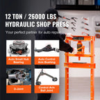 Hydraulic Shop Press 6/12T H-Frame Adjustable Hydraulic Floor Press w/ Plates Heavy Duty