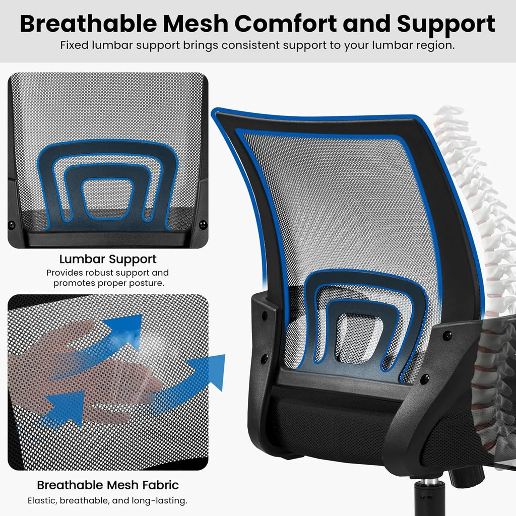 Adjustable Ergonomic Mesh Office Chair with Lumbar Support and Armrests