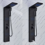 Black LED Shower Panel Tower System, Rain Waterfall Massage Body Spa