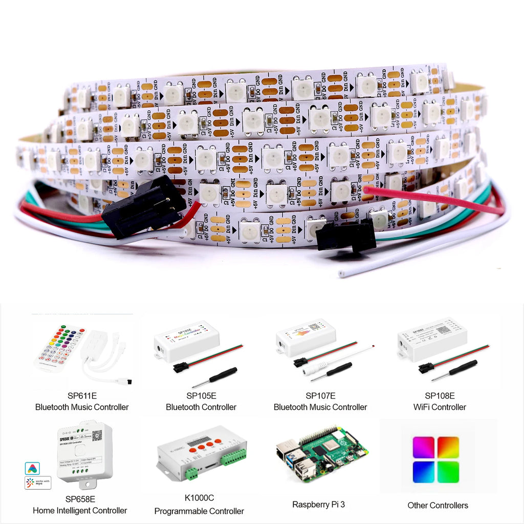 30/60/74/96/144 Smart RGB Pixel Strip Black/White