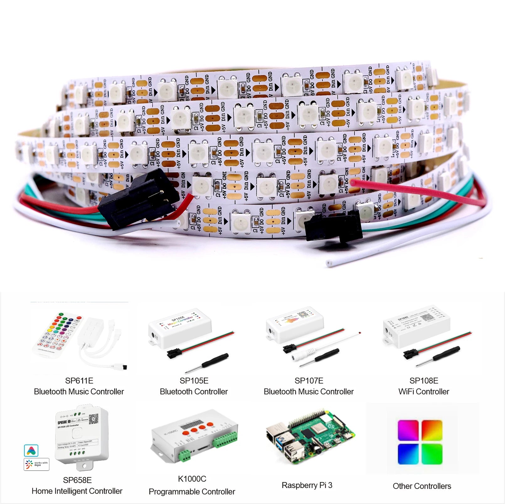 30/60/74/96/144 Smart RGB Pixel Strip Black/White