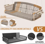 3-Person Wicker Porch Swing with Upgraded Cup Holder, 900lbs Capacity