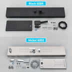 Black LED Shower Panel Tower System, Rain Waterfall Massage Body Spa