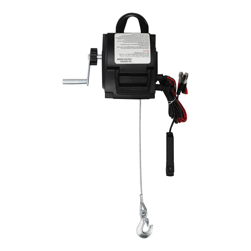 Electric Winch Portable Motor Winch Cable Hoist 9.2 m Steel Cable Lifting Hoist