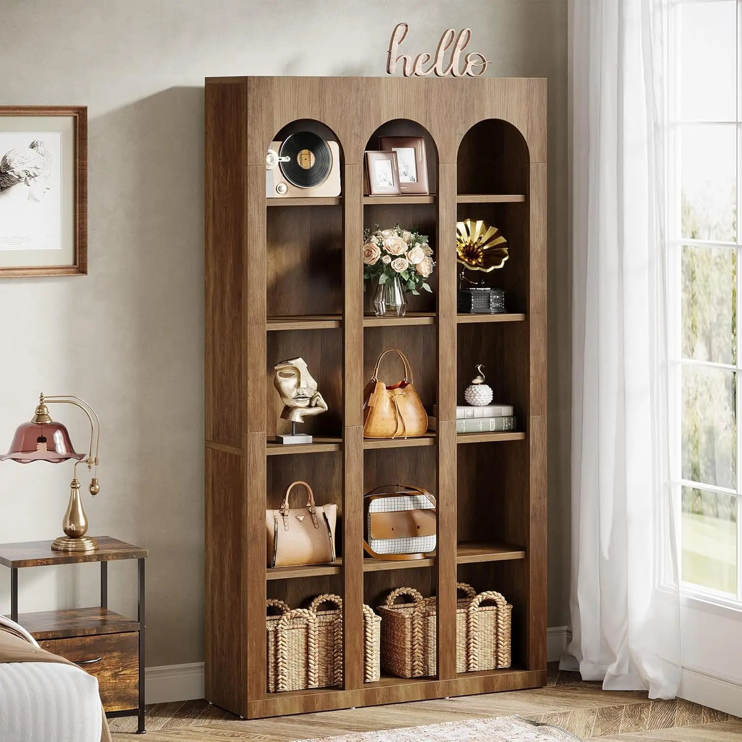 5-Tier Bookshelf, 70.87-Inch Mid Century Modern Bookcase with Open Shelves