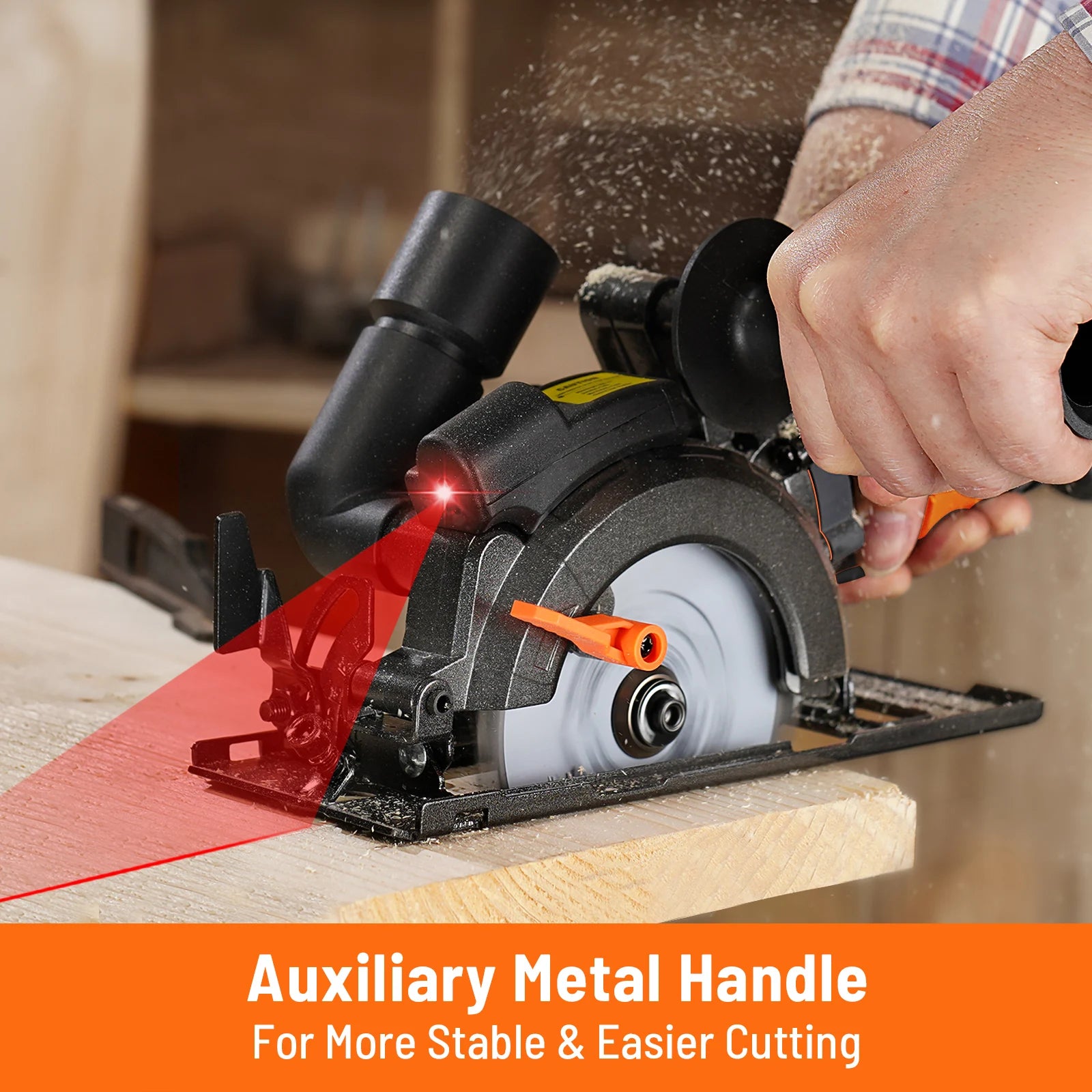4-1/2" Circular Saw, Laser Guide, Metal Handle, 6 Blades, 1-11/16"(90°) Cut Depth, for Wood, Metal & Tile