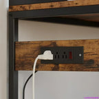 Bakers Rack with 2 Storage Cabinets and Power Outlet