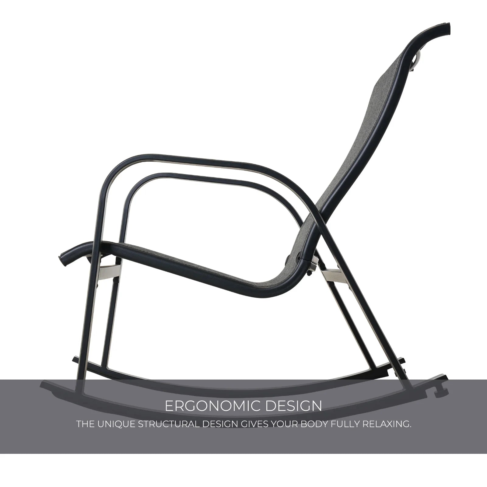 Outdoor E-coated Steel Rocker Seating for Front Porch Garden Patio Backyard