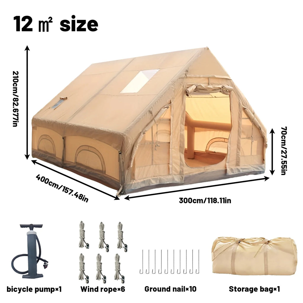 Inflatable Tent With Skylight, Pump, 4-6 Person Outdoor Family Luxury Tent