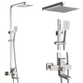 Luxury Bathroom Shower Faucet Wall Mounted Swivel Spout Shower Set Square Rainfall Water Tap Mixer System Hot Cold Taps
