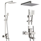 Luxury Bathroom Shower Faucet Wall Mounted Swivel Spout Shower Set Square Rainfall Water Tap Mixer System Hot Cold Taps