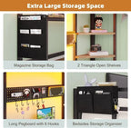 Twin Loft Bed with Desk, Twin Bed Frame with 6 Storage Drawers, 2 Bedside Organizer, 3 Movable Hooks, LED Lights
