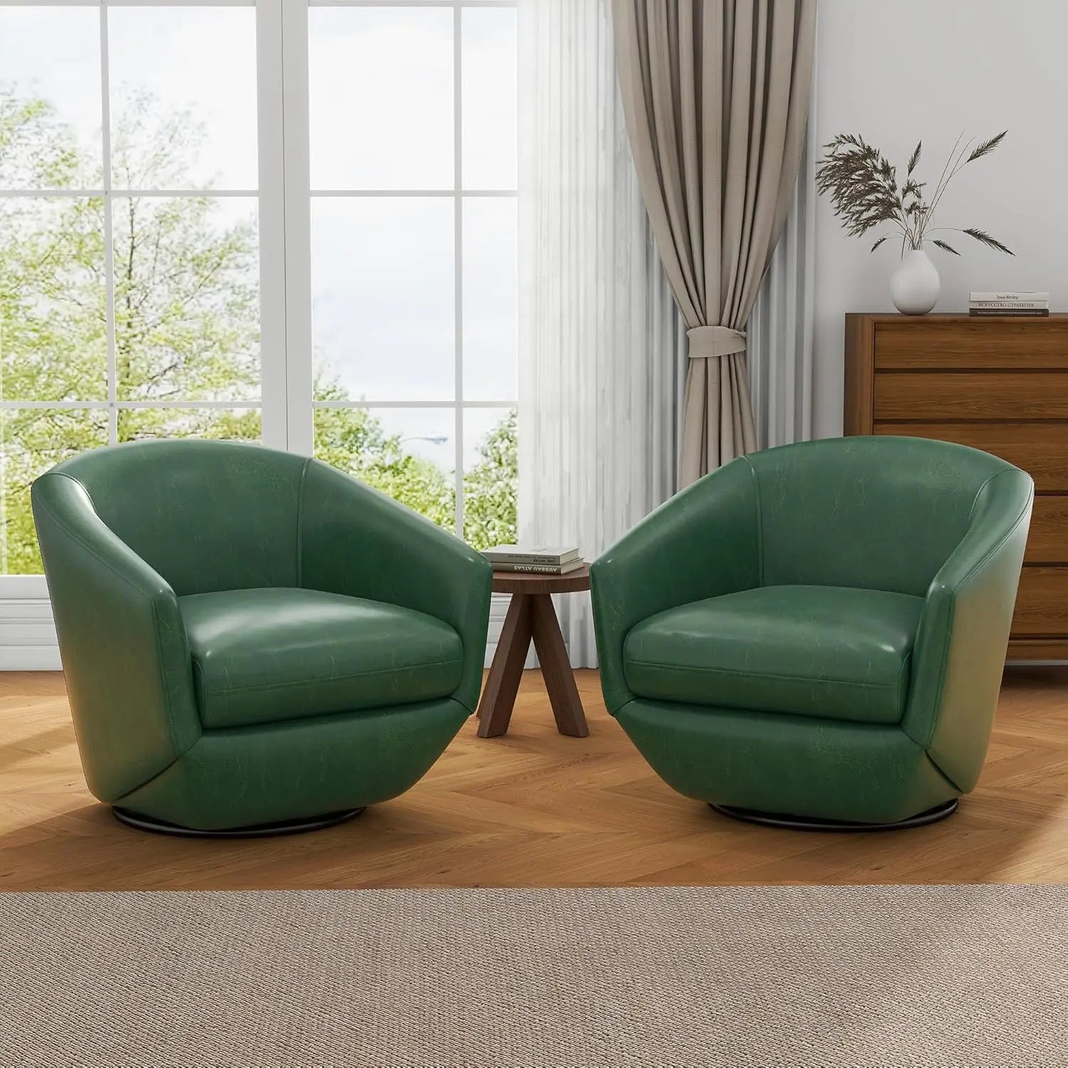 360° Swivel Barrel Accent Chairs Set of 2