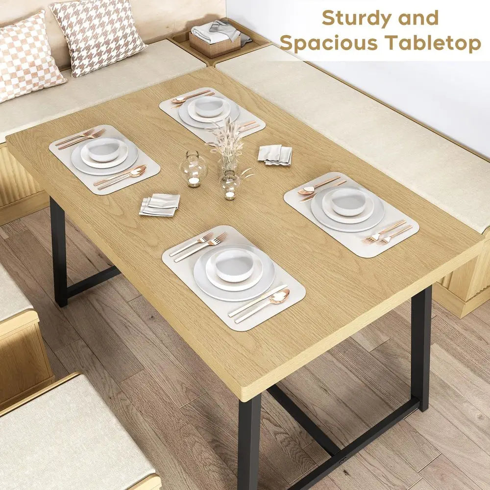 Corner Dining Table Set, 43 Inch Breakfast Nook Table Set with Bench with Hidden Storage amp 2 Ottomans, 5Piece