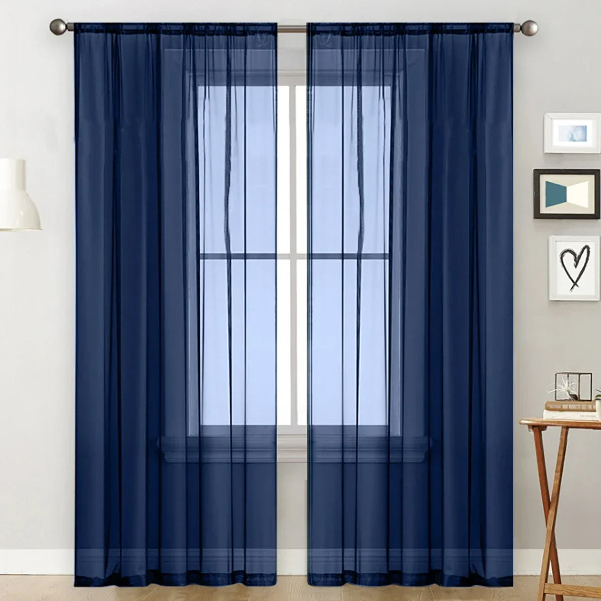 1pc Modern Solid Colour Sheer Curtain