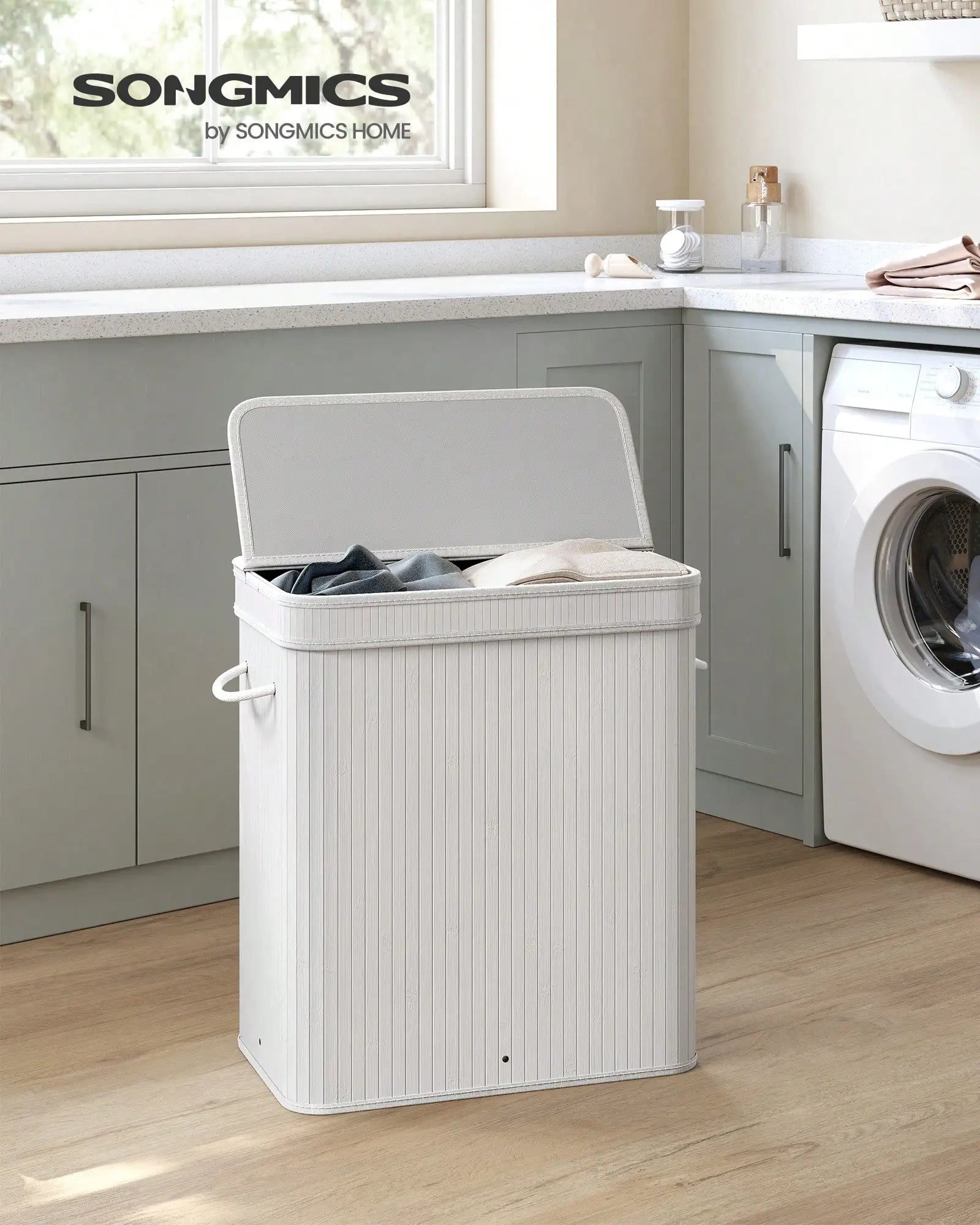 26.4 Gallon Bamboo Laundry Hamper With Lid