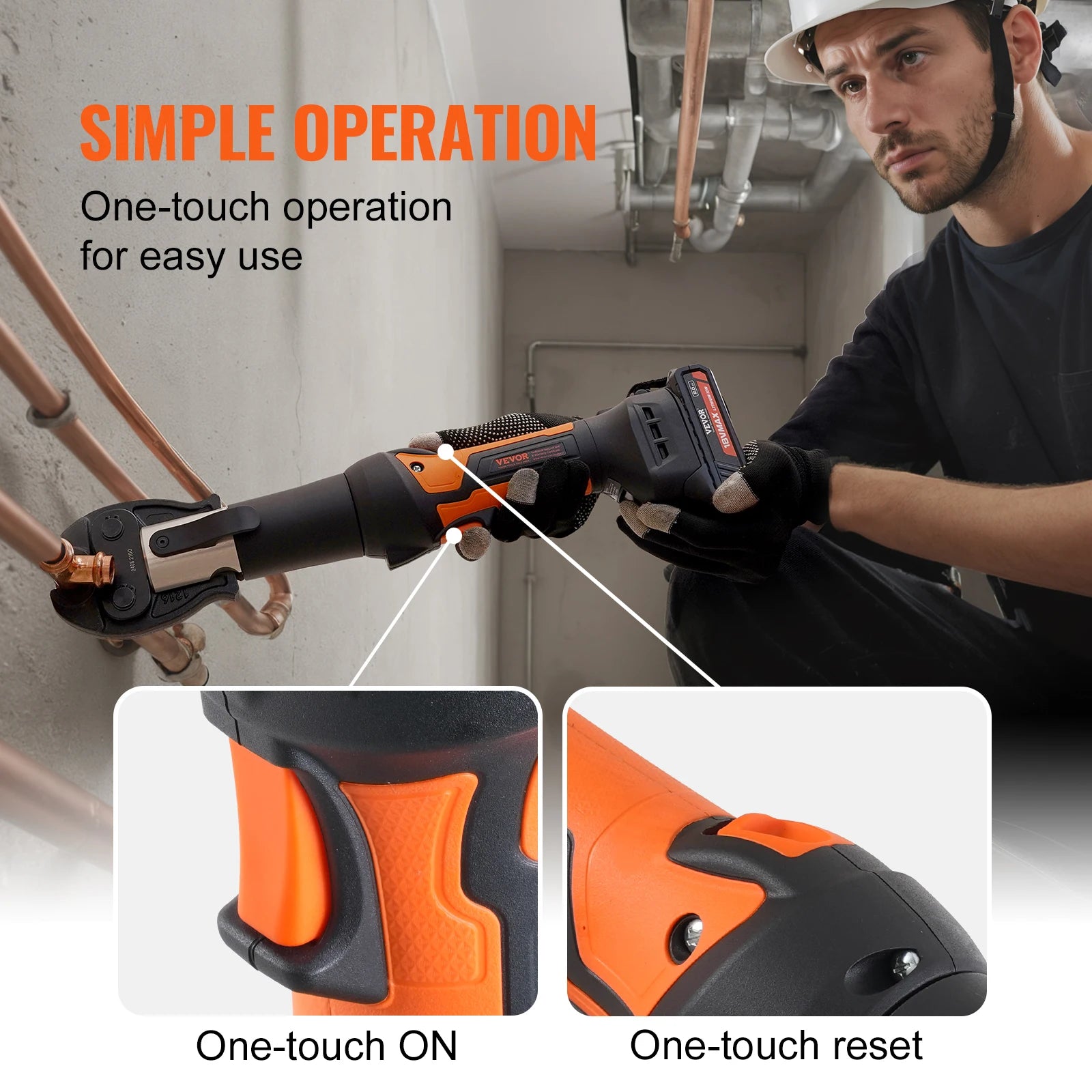 Pipe Crimping Tool 18V Electric Pro Press Tool for 1/2" 3/4" 1" Copper Pipes Press Tool Kit with 3 Jaws 2Pcs Batteries