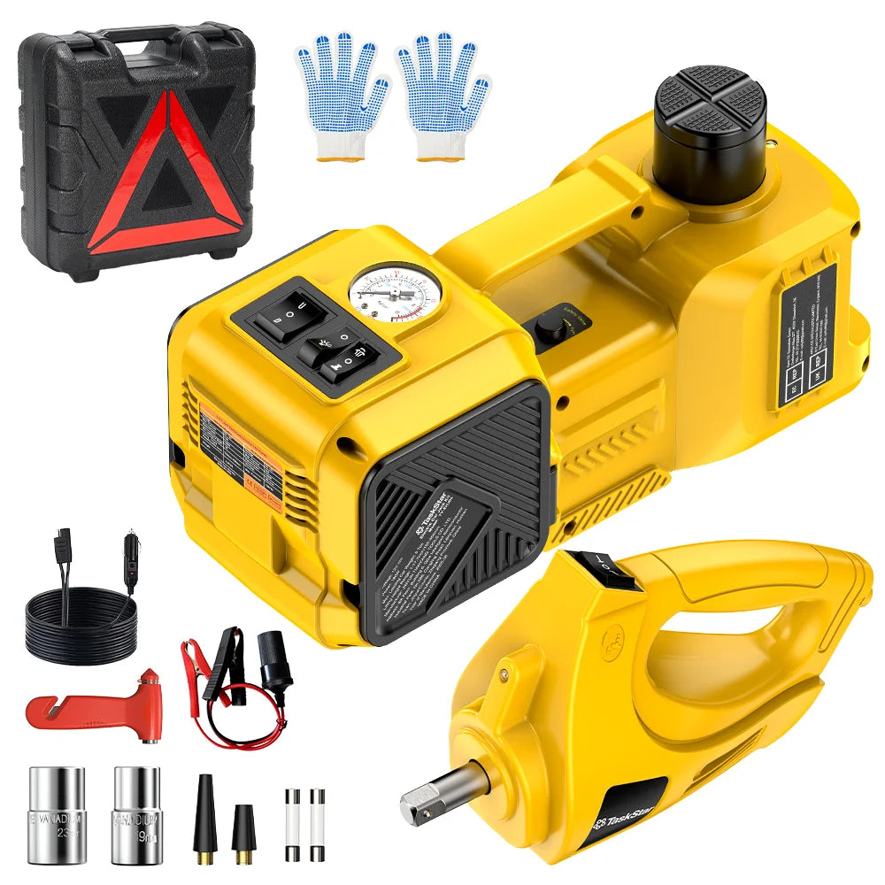 Electric Car Jack 5T Electric Hydraulic Jack with Built-In Inflator 12V Tire Changer with LED Light for Sedan SUV Truck