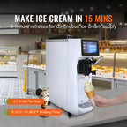 Single Flavor Countertop Soft Serve Ice Cream Maker Touch Screen
