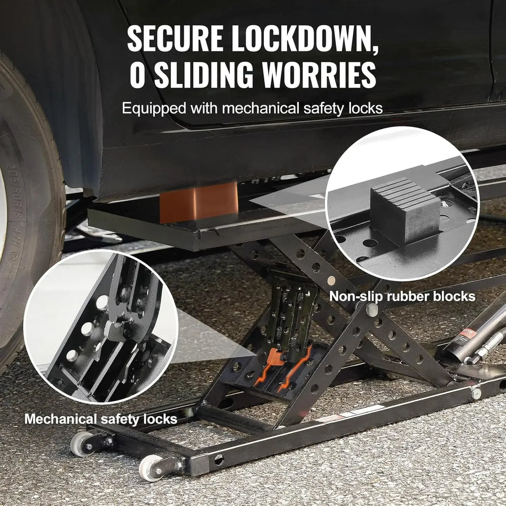 Heavy-Duty Carbon Steel Truck Lift 7000 LBS Capacity Portable Car Lift, 26.8" Max. Height, with Extended-Length Plates