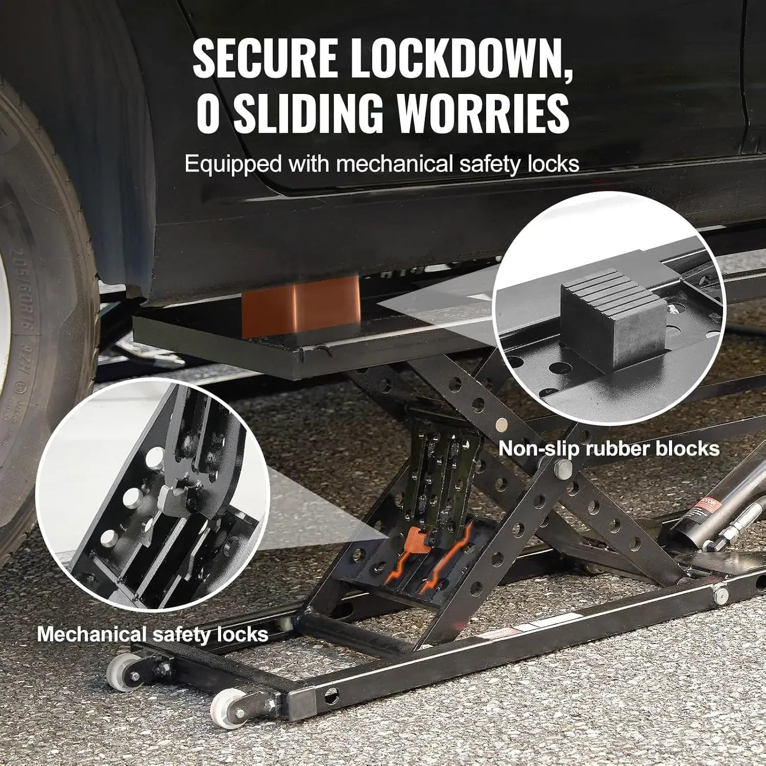 Heavy-Duty Carbon Steel Truck Lift 7000 LBS Capacity Portable Car Lift, 26.8" Max. Height, with Extended-Length Plates