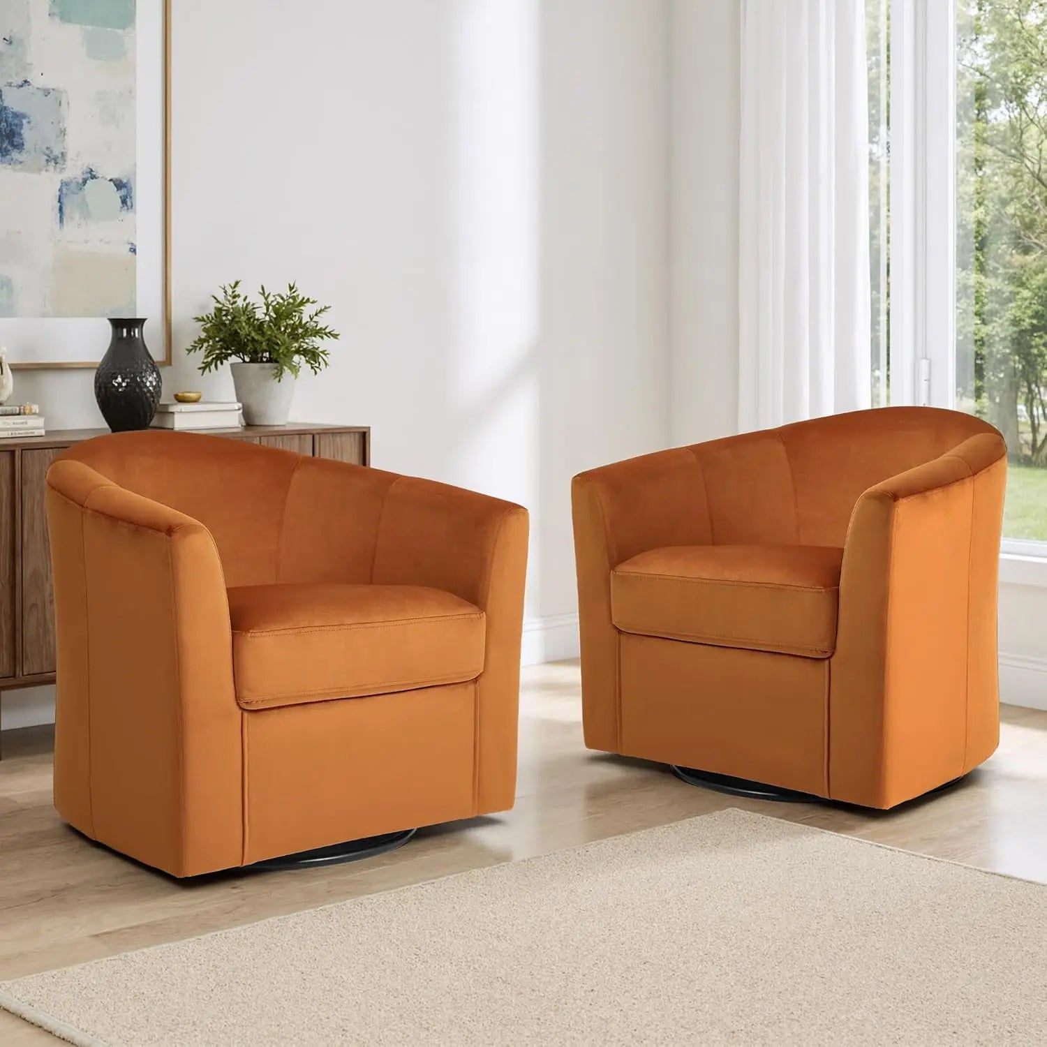 360° Swivel Barrel Accent Chairs Set of 2
