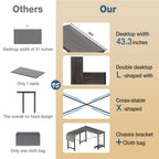 50 Inch Office Writing PC Wooden Table with CPU Storage Shelf & Side Bag for Home Office Bedroom Small Space