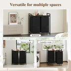 2 Compartments Laundry Basket with Shelf