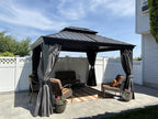 10' X 12' Permanent Hardtop Gazebo Aluminum Gazebo with Galvanized Steel Double Roof