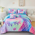 Colorful Rainbow Girls Comforter Set with Sheets Soft and Lightweight, 6 Pieces Teen Girls Bed in a Bag