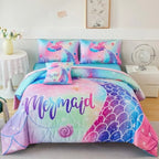 Colorful Rainbow Girls Comforter Set with Sheets Soft and Lightweight, 6 Pieces Teen Girls Bed in a Bag
