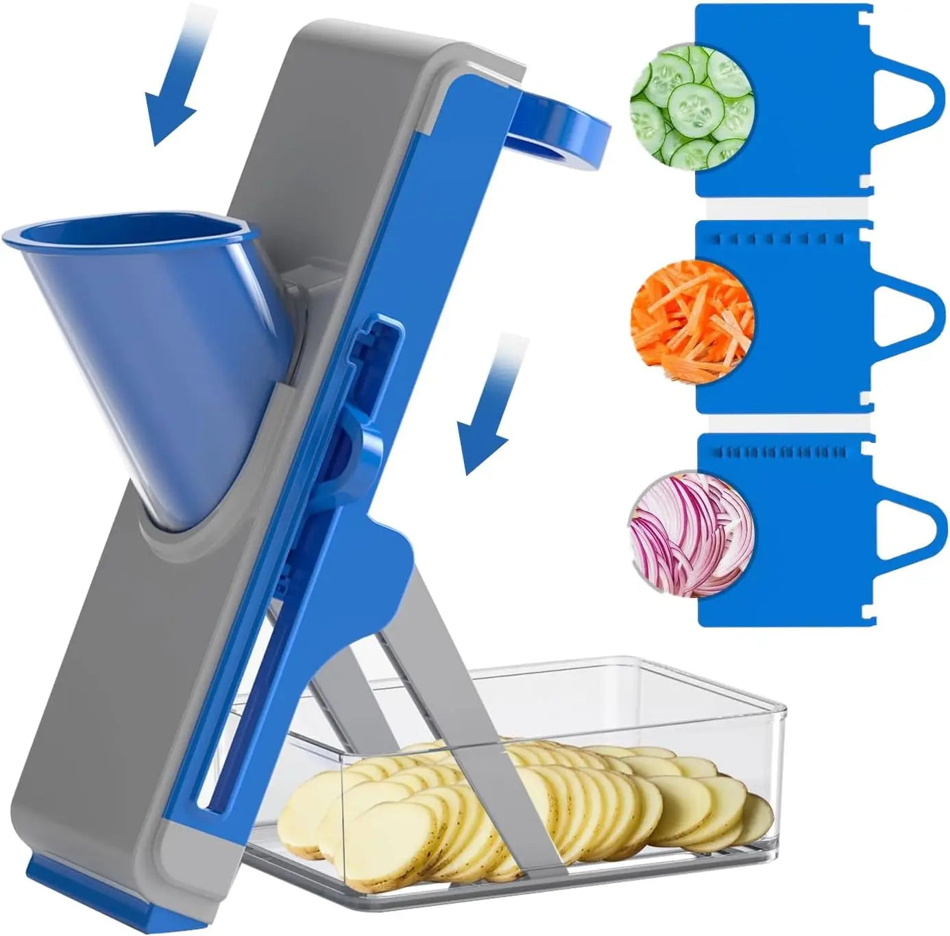 Vegetable Fruit Mandoline Slicer Manual Cutter 4-in-1 Slicing Machine with Thickness Adjuster