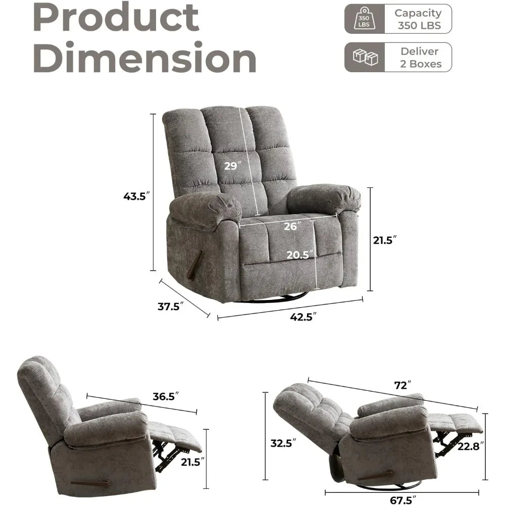 Swivel Rocker Recliner Chair with Heat and Massage