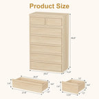 7 Drawer Dresser for Bedroom, 46 in Tall Natural Oak 7 Chest of Drawers with Large Storage for Living Room, Nursery, Entryway