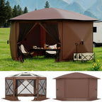 13FT Pop Up Gazebo 6-Sided Outdoor Canopy Tent With Mosquito Netting Removable Roof Wind Sidewalls